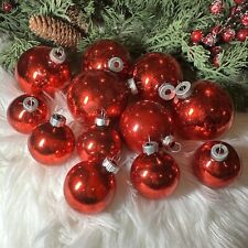 Vintage Shiny Brite Bright Mixed Lot Made In USA Glass Ornaments Lot Of 12 Red picture