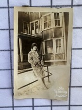 1920s Woman Winter Coat Cloche Hat Snow Victorian House Vintage Snapshot Photo picture