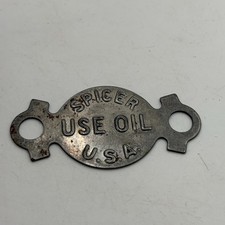 VINTAGE SPICER USE OIL USA Tag Chrome Car Auto Rat Rod Industrial Keychain Fob picture