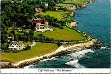 Cliff Walk & The Breakers For C Vanderbilt Newport RI Vintage Postcard TPQ29 picture