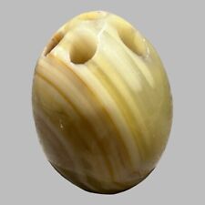 Marble Onyx Pencil Holder Stone Desk Paperweight Egg Shape Caddy Pen Holder picture