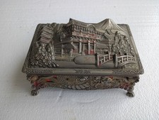 Vintage NK Bell Japanese Metal Jewelry Music Trinket Box WORKS TESTED picture