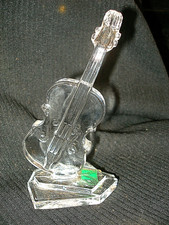 VINTAGE CRYSTAL PAPERWEIGHT FIGURINE VIOLIN PEDESTAL BASE by KRISTALCOLOR ITALY picture