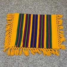 Vintage Polish Folk Art Wool Pillow Cover Cepelia Opocznianka Striped Fringe NWT picture