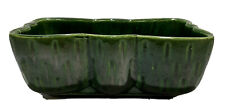 Vintage MCM Glazed Pottery Bow Rectangle Pot Army Green Planter UPCO USA 106-8 picture