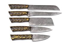 Damascus steel 5Chef knives set w/case Everyday Kitchen knife setZH39Wood Handle picture