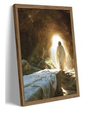 Jesus Leaves the Tomb Christian Wall Art - 12x16 Sandstone Textured Wooden Frame picture