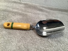 VINTAGE CHIEF 1/4 CUP MEASURING SCOOP YELLOW WOOD HANDLE STAINLESS USA  picture