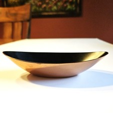 Vtg Gunnar Ander Ystads Klostermetal Copper Black Enamel Dish Marquise Sweden picture