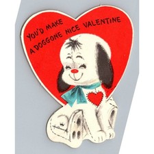 Hallmark Vintage Valentine's Day Card Puppy Dog Doggone Nice Heart Design picture