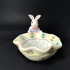Vintage Mervyn’s Easter Parade Candy Dish Trinket Springtime Bunny Rabbit 5”X8” picture
