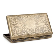 Retro Bronze Metal Cigarette Case Holder Box For King Size or 20's Cigarettes US picture
