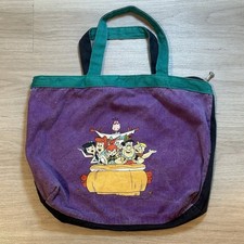 Vintage The Flintstones Tote Bag 1994 Canvas Cotton Purple Zipper Cartoon 90s picture
