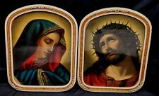 Vtg Beautifuly Glass Framed Picture High Color Prints of Mary Mother & Jesus  picture