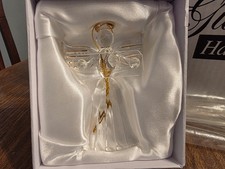 Clear Crystal Glass Angel Ornament Memorial New Open Box 3” picture