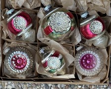 VTG Shiny Brite Made In USA Double Indent Reflector Finial Glass Ornaments picture