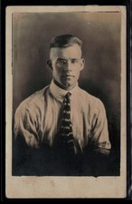 Vintage Real Photo Postcard RPPC Young Man Portrait Glasses 1910s 1920s picture