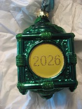 Holiday Lane Heritage Marshall Field's 2026 Green Clock Glass Christmas Ornament picture