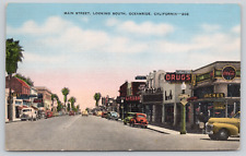 Postcard Oceanside, California, Main Street Looking South 1944 Linen A321 picture