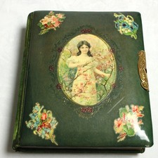 Antique Victorian 1800s Cabinet Card Photo Album w/ Young Lady + 2 Photos picture