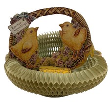 Antique Beistle Mechanical Valentine Card – Two Chicks, Honeycomb Nest, Pullout picture