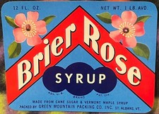 Vintage Brier Rose 🌸 Syrup Label Green Mountain Packing Co Vermont 1930s-40s picture