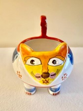 Vintage DeSimone Italy Cat Pottery, Italian Handpainted Ceramic Tumbler picture
