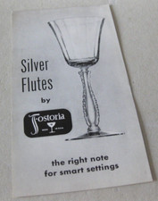 FOSTORIA GLASS #6037 SILVER FLUTES 2 Sided Leaflet Illustrated 1949-57 picture