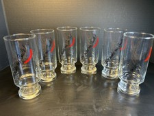 Set of 6 Vintage 1980's Avon ''You Make Me Smile'' Footed Drink Tumblers Glasses picture