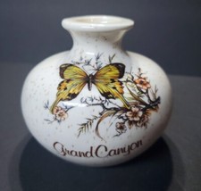 Round Small GRAND CANYON Ceramic Pottery Vase Butterfly & Flowers Pot picture