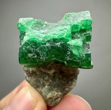 63 Carat Full Terminated Top Green Swat Emerald Huge Crystal On Matrix @Pakistan picture