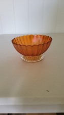 Vintage Amber Carnival Glass Marigold Footed Serving Bowl Lot 2 picture