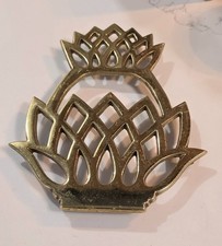 Solid Brass Virginia Metalcrafters MCM Pineapple Trivet Hot Plate 1976  picture