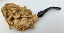 Meerschaum Figural Pipe Victorian Lady Cherub Dog Carved Estate VTG picture