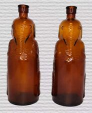Vtg 1930s Lot of 2 Old Sol Bleach Co Amber Glass Elephant Bottle Baltimore MD picture