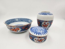 Tiffany & Co. Imari Floral Collection Lot of 3  (Ginger Vase,Trinket Box & Dish) picture
