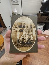 Antique Photo On Board Baseball Players Catcher Photo (F13) picture