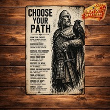 Viking Warrior Shield Tin Sign Norse Mythology Home Decor picture