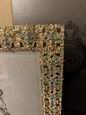 Olivia Riegel Frame Gold Fontaine Austrian Crystal & Turquoise 8x10 NEW IN BOX picture