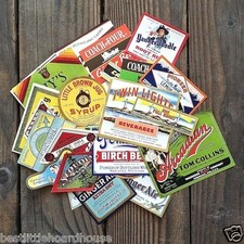 100 Diff HOARDHOUSE SODA Bottle Labels 1890s-1950s Unused Label Collection LOT picture