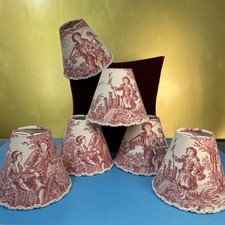 Vtg Small Lamp Shade Clip On French Country Toile De Joey 4,5”chandelier, border picture