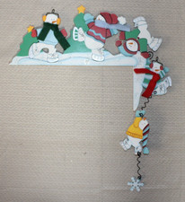 2002 Avon Tumbling Snowman Corner Sitter | Vintage Wooden Christmas Door Decor picture