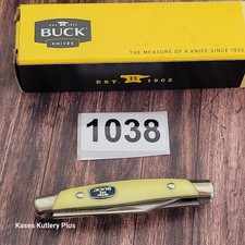 Buck 309 Companion Pocket Knife Made In USA 2010 Yellow Chuck Buck Signed picture