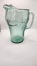 Vintage Heavy Green Pebbled Glass Coca-Cola Pitcher 64oz 2 Qt - EUC picture
