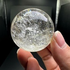 140g Natural Rutilated Quartz Sphere Crystal Energy Ball Reiki Healing Decor picture