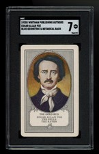 1930s Whitman Publ. Authors Game Card - Edgar Allan Poe - SGC 7 - Blue Geometric picture
