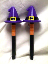 WITCH HAT purple/black SOLAR POWER Walkway Garden Stake LIGHTS 2x NEW halloween picture