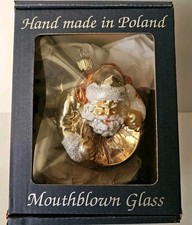 Polish Glass Gold Santa Ornament Sewerynski  Poland Hand Blown In Box  picture