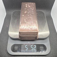 Copper Bar Ingot - Marked Cu 5.4 - Scale Reading Shows 5.52 Copper picture