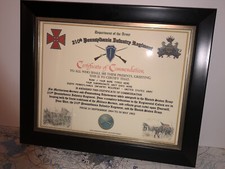 210TH PENNSYLVANIA INFANTRY REGT / COMMEMORATIVE - CERTIFICATE OF COMMENDATION picture